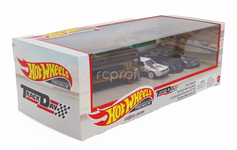 Mattel hot wheels Audi Set 4x Euro Hauler Car Transporter - Quattro Sport N 3 - Lamborghini Essenza - Sauber Mercedes N 61 24h Le Mans 1:64 Různé