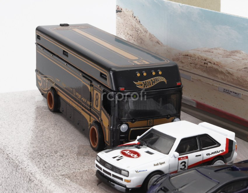 Mattel hot wheels Audi Set 4x Euro Hauler Car Transporter - Quattro Sport N 3 - Lamborghini Essenza - Sauber Mercedes N 61 24h Le Mans 1:64 Různé