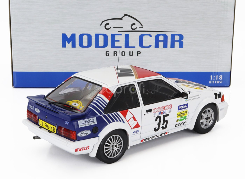 Mcg Ford england Escort Mkiii Rs Turbo N 35 Rally Hunsruck 1985 Stig Andervang - Andre Schoonenwolf 1:18 Bílá Červená Modrá