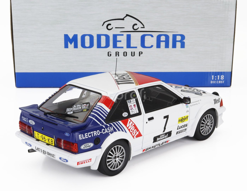 Mcg Ford england Escort Mkiii Rs Turbo (night Version) N 7 Rally Haspengouw 1985 Stig Andervang - Andre Schoonenwolf 1:18 Bílá Modrá Červená