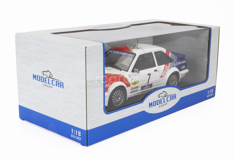 Mcg Ford england Escort Mkiii Rs Turbo (night Version) N 7 Rally Haspengouw 1985 Stig Andervang - Andre Schoonenwolf 1:18 Bílá Modrá Červená