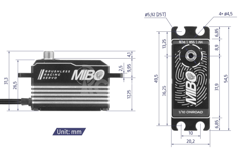 MIBO 1/10 Onroad Low Profile (0.062s/14.5kg/8.4V) Brushless Servo