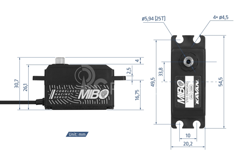 MIBO 1/10 Onroad Low Profile (0.074s/14kg/8.4V) Coreless Servo