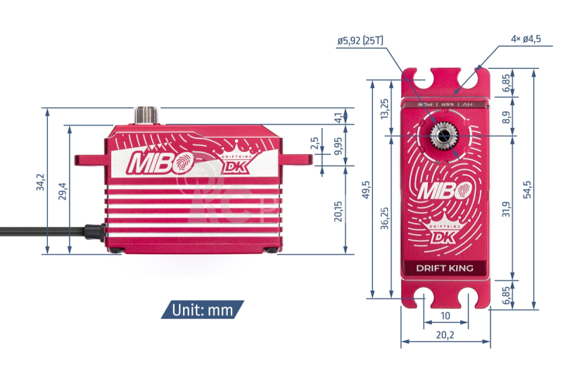 MIBO Drift King Alu Red Programmable (RWD Drift Spec/33.0kg/8.4V) Brushless Servo