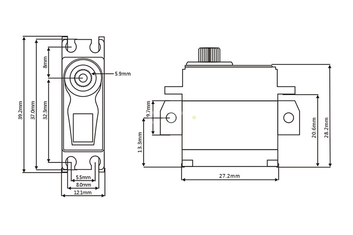 MIN6 HiVOLT CORELESS Digital servo pro 1/12 Pancar (9kg-0,062s/60°)