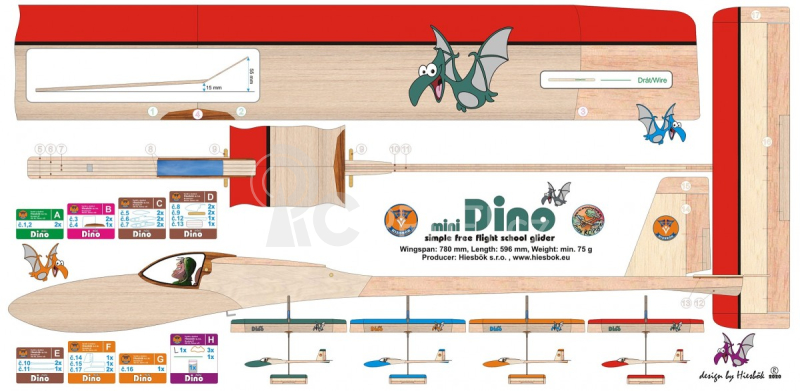 Mini Dino stavebnice kluzáku rozp. 780mm Hiesb.