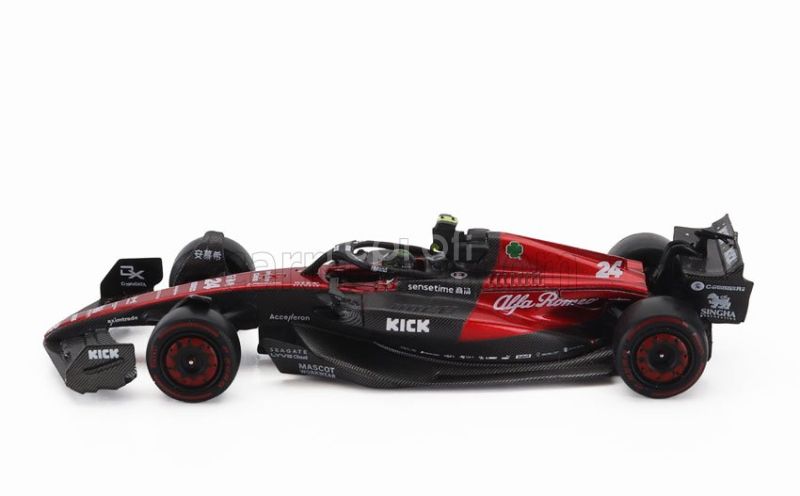Mini-gt Alfa romeo F1  C43 Team Stake N 24 Australian Gp 2023 Zhou Guanyu 1:64 Černá Červená
