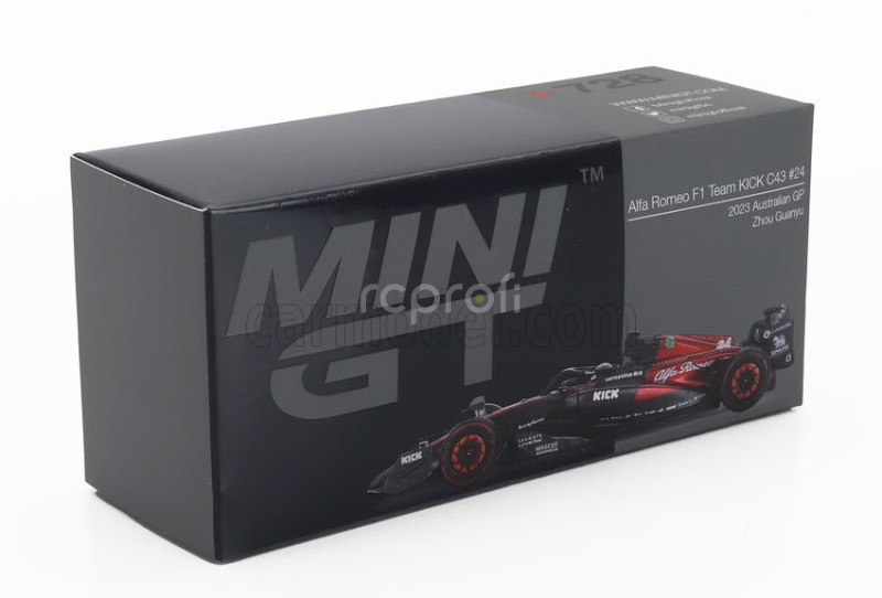 Mini-gt Alfa romeo F1  C43 Team Stake N 24 Australian Gp 2023 Zhou Guanyu 1:64 Černá Červená