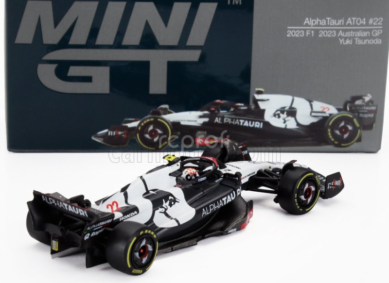 Mini-gt Alpha tauri F1  At04 Team Alpha Tauri N 22 Australian Gp 2023 Yuki Tsunoda 1:64 Modrá Bílá