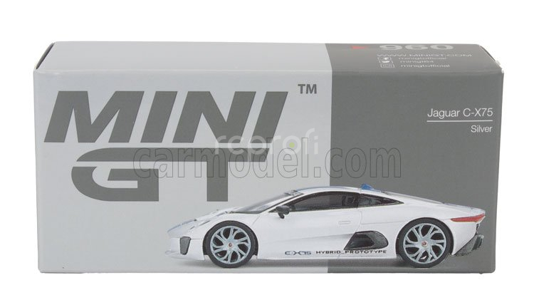 Mini-gt Jaguar C-x75 Lhd 2010 1:64 Stříbrná Modrá