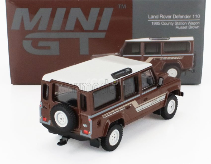 Mini-gt Land rover Defender 110 Country Sw Station Wagon Rhd 1985 1:64 Hnědá Bílá
