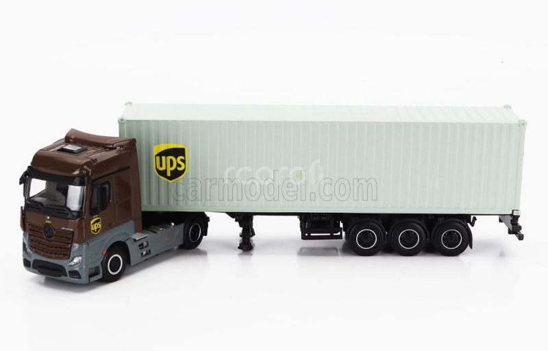 Mini-gt Mercedes benz Actros 2 Gigaspace 1851 Blue Efficient Power Truck Lhd Ups Container 40' 2016 1:64 Hnědá Šedá