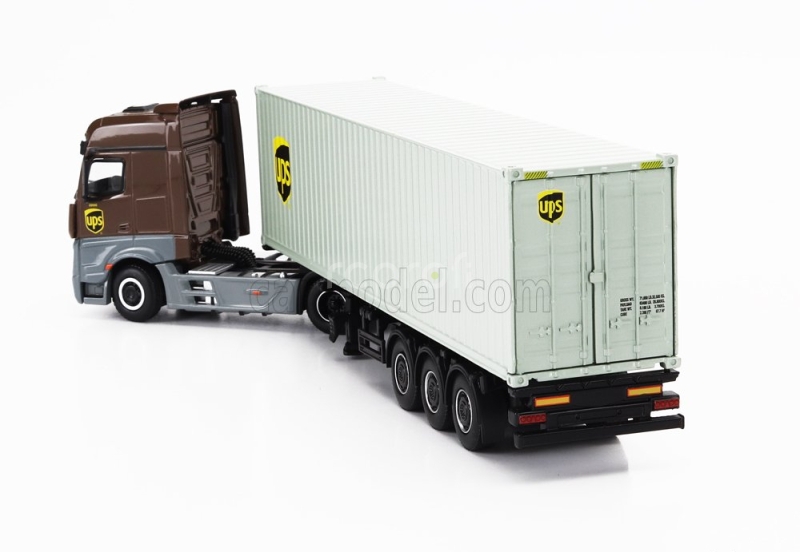 Mini-gt Mercedes benz Actros 2 Gigaspace 1851 Blue Efficient Power Truck Lhd Ups Container 40' 2016 1:64 Hnědá Šedá