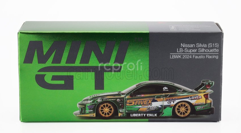 Mini-gt Nissan Silvia (s15) Lb Super Silhouette N 5 Fausto Racing Lhd 2024 1:64 Zelená