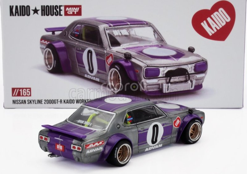 Mini-gt Nissan Skyline Gt-r (kpgc10) N 0 Kaido House Works V1 1969 1:64 Stříbrná Purpurová