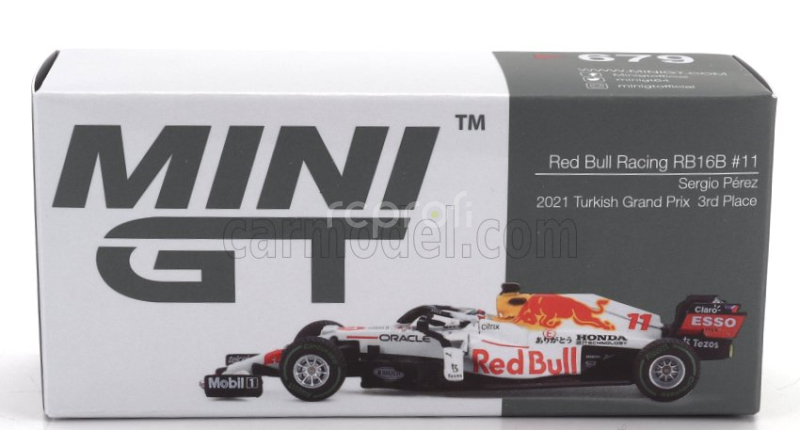Mini-gt Red bull F1  Rb16b Honda Team Red Bull Racing Ra620h N 11 3rd Turkish Gp 2021 Sergio Perez 1:64 Bílá Červená