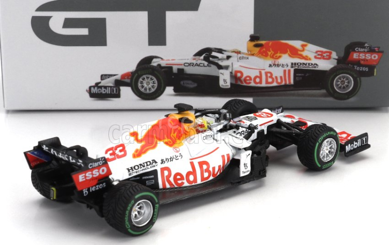 Mini-gt Red bull F1  Rb16b Honda Team Red Bull Racing Ra620h N 33 World Champion 2nd Turkish Gp 2021 Max Verstappen 1:64 Bílá Červená