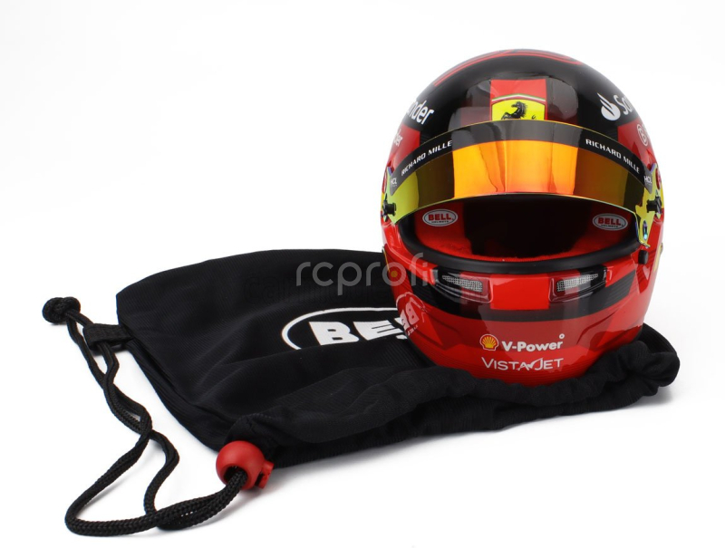 Mini helmet Bell helmet Casco Helmet F1 Carlos Sainz Team Ferrari 2024 1:2 Červená Černá Žlutá