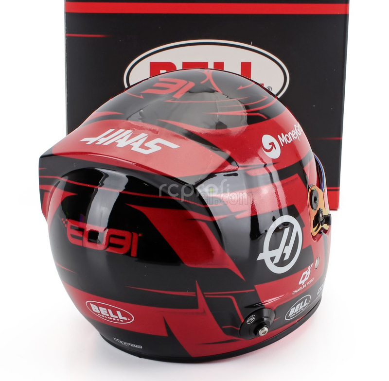 Mini helmet Bell helmet Casco Helmet F1 Esteban Ocon Team Moneygram Haas N 31 Season 2025 1:2 Červená Černá