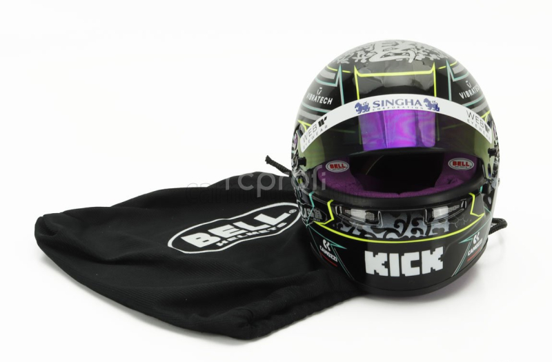 Mini helmet Bell helmet Casco Helmet F1 Guanyu Zhou Team Stake Kick Sauber N 24 Season 2024 1:2 Black