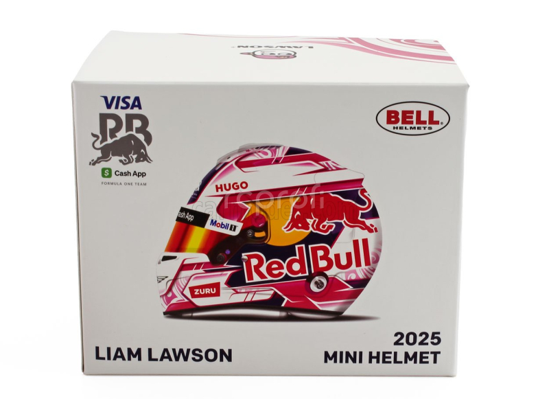 Mini helmet Bell helmet Casco Helmet F1 Liam Lawson Team Visa Cash App Racing Bulls N 30 Season 2025 1:2 Růžová Bílá Modrá