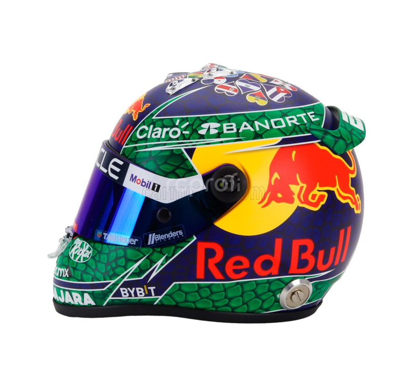 Mini helmet Bell helmet Casco Helmet F1 Sergio Perez Team Red Bull Racing Honda N 11 Miami Gp 2024 1:2 Zelená Modrá Červená