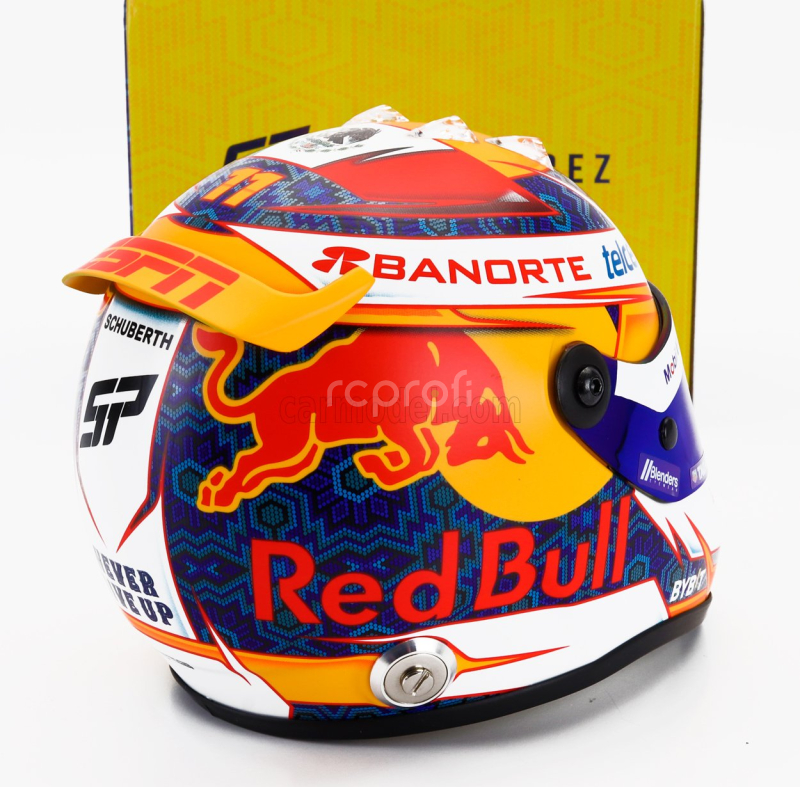 Mini helmet Bell helmet Casco Helmet F1 Sergio Perez Team Red Bull Racing Honda N 11 Season 2024 1:2 Žlutá Modrá