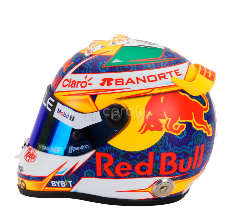 Mini helmet Bell helmet Casco Helmet F1 Sergio Perez Team Red Bull Racing Honda N 11 Season 2024 1:2 Žlutá Modrá