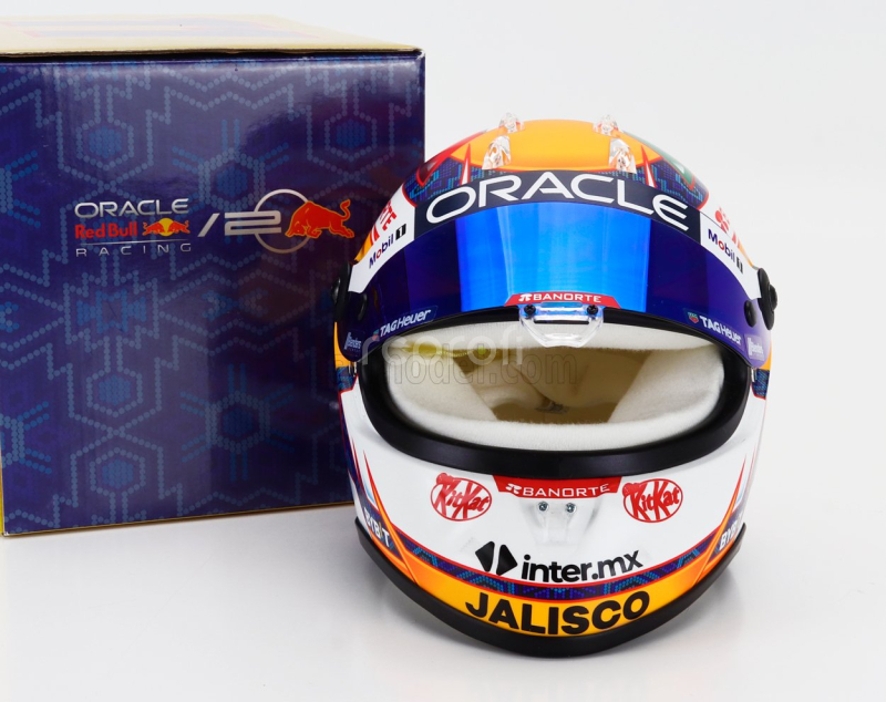 Mini helmet Bell helmet Casco Helmet F1 Sergio Perez Team Red Bull Racing Honda N 11 Season 2024 1:2 Žlutá Modrá