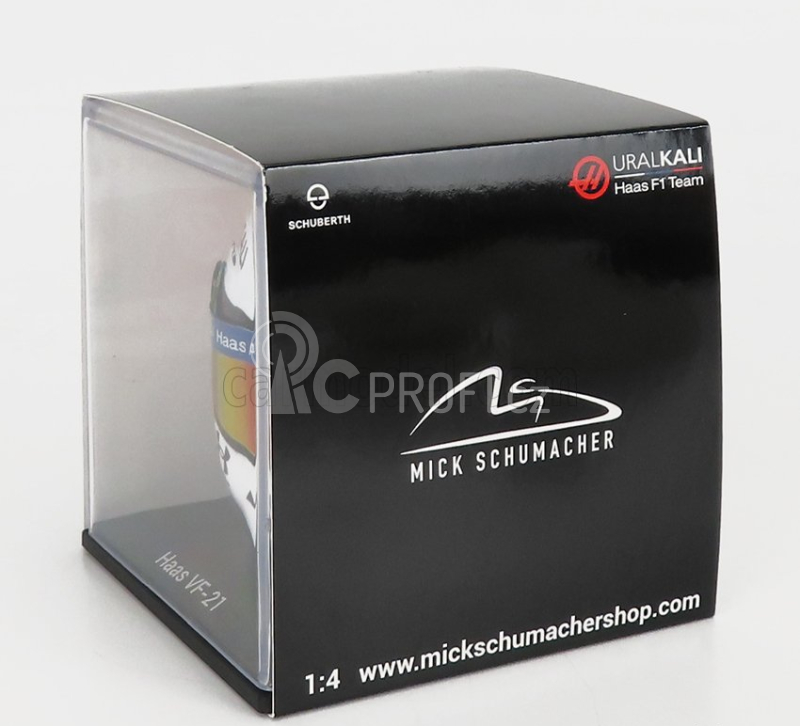 Mini helmet Schuberth helma F1 Team Haas Vf-21 Belgian Gp Spa 2021 1:4
