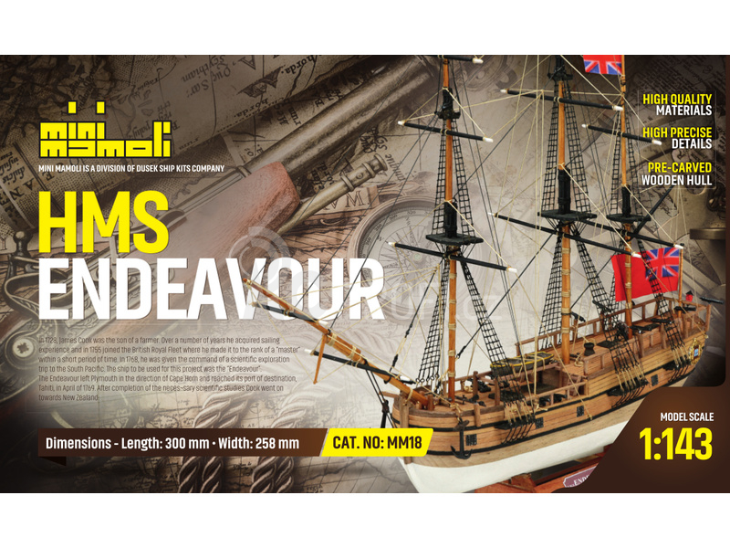 MINI MAMOLI H.M.S. Endeavour 1:143 kit