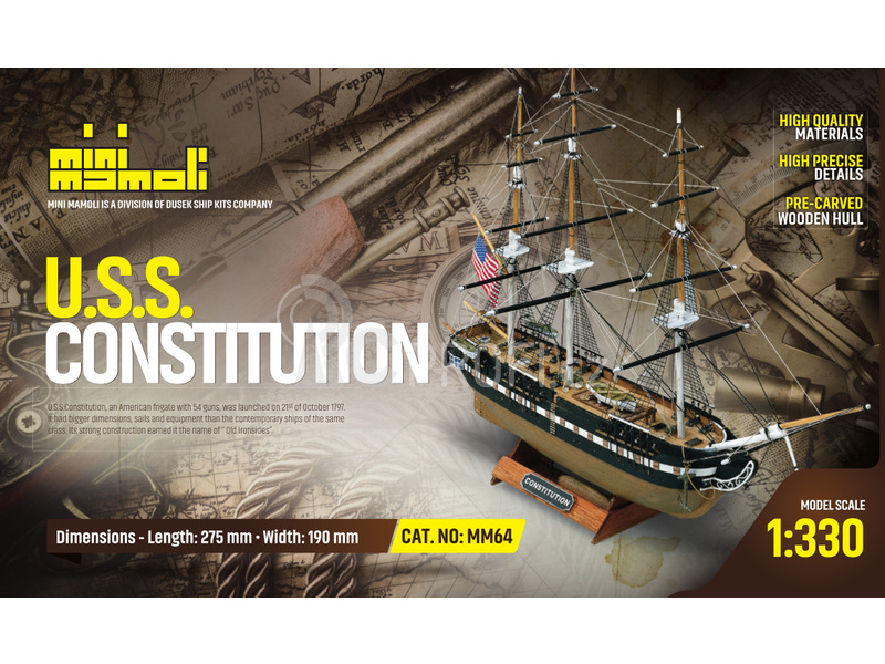 MINI MAMOLI U.S.S. Constitution 1:330 kit