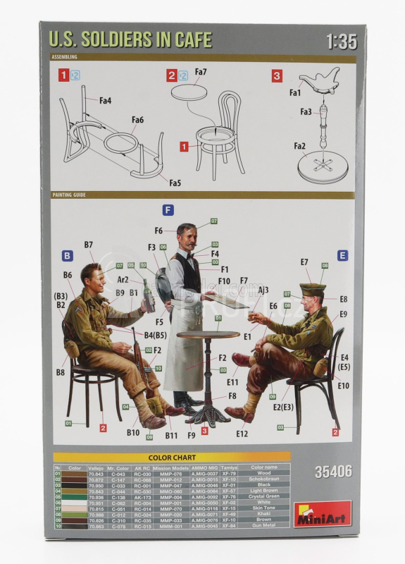 Miniart Figures Soldier Usa Military In Cafe 1944 1:35 /