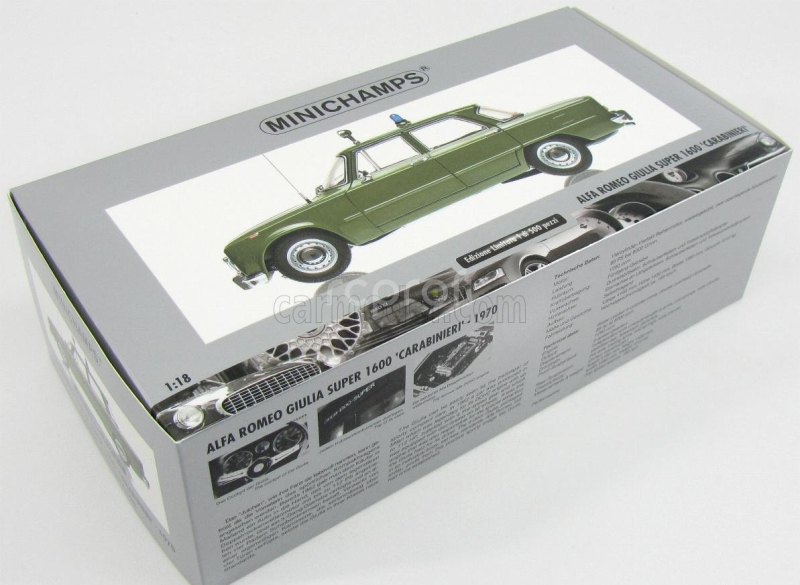 Minichamps Alfa romeo Exclusive For Italy - Giulia Super 1.6 Carabinieri (police) 1970 1:18 Zelená