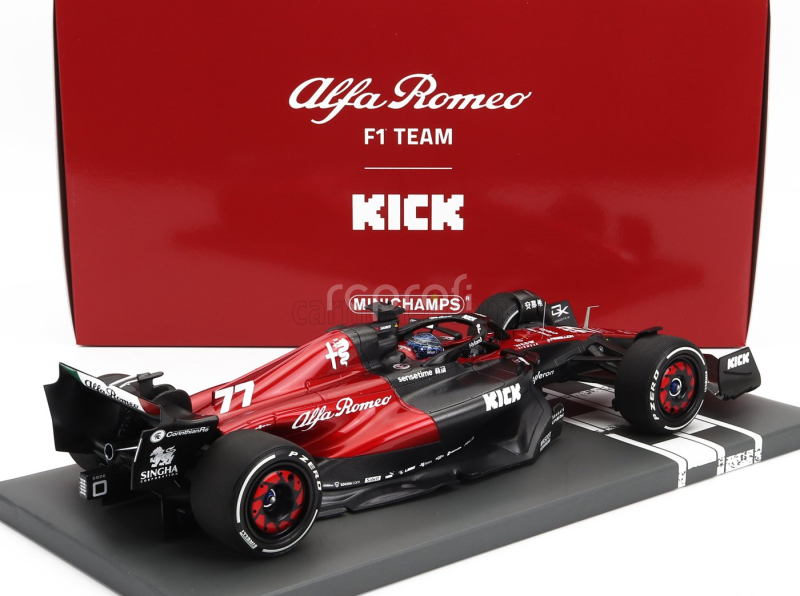Minichamps Alfa romeo F1  C43 Team Stake N 77 Season 2023 Valtteri Bottas 1:18 Černá Červená