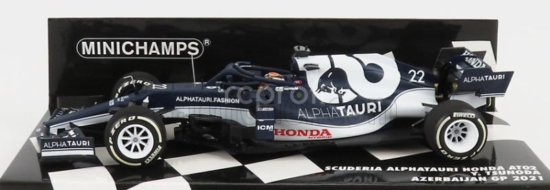 Minichamps Alpha tauri F1  At02 Honda Ra620h Team Alpha Tauri N 22 Azerbaijan Gp 2021 Yuki Tsunoda 1:43 Bílá Modrá