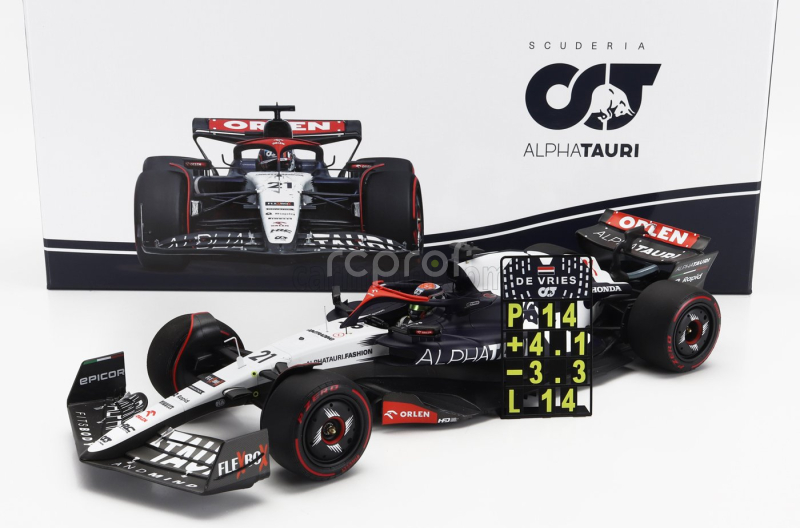 Minichamps Alpha tauri F1  At04 Team Alpha Tauri N 21 Silverstone British Gp 2023 Nyck De Vries 1:18 Modrá Bílá
