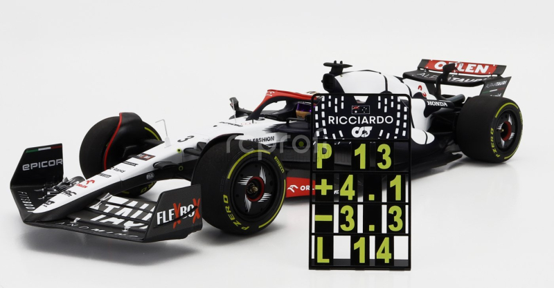 Minichamps Alpha tauri F1  At04 Team Alpha Tauri N 3 Hungarian Gp With Pit Board 2023 Daniel Ricciardo 1:18 Modrá Bílá