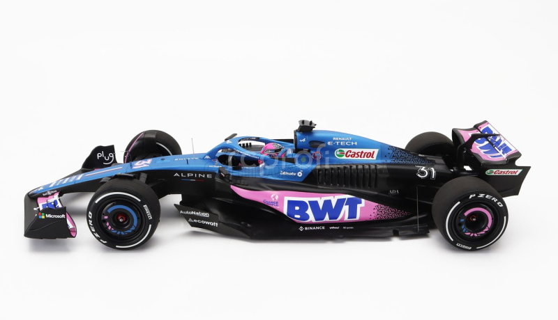 Minichamps Alpine F1  A523 Team Bwt Alpine N 31 9th Miami Gp With Pit Board 2023 Esteban Ocon 1:18 Modrá Černá Růžová
