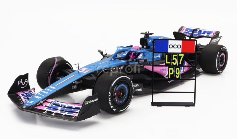 Minichamps Alpine F1  A523 Team Bwt Alpine N 31 9th Miami Gp With Pit Board 2023 Esteban Ocon 1:18 Modrá Černá Růžová