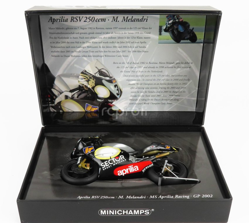 Minichamps Aprilia Rsv250 Ms N 3 250cc 2002 World Champion Marco Melandri 1:12 Černá Červená