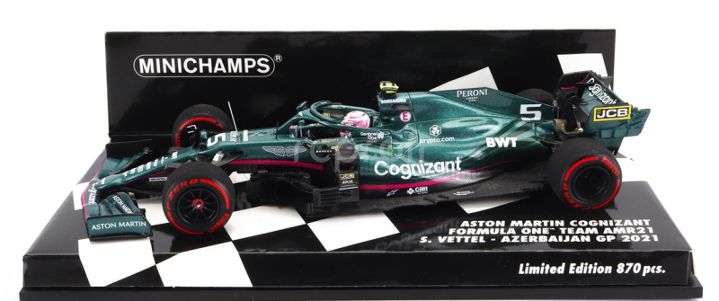 Minichamps Aston martin F1  Amr21 Mercedes M12 Eq Power+ Team Cognizant Formula One N 5 2nd Azerbaijan Gp 2021 Sebastian Vettel 1:43 Zelená