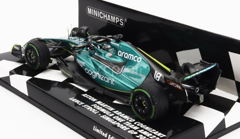 Minichamps Aston martin F1 Amr22 Team Aramco Cognizart N 18 Singapore Gp 2022 Lance Stroll 1:43 Zelená Černá