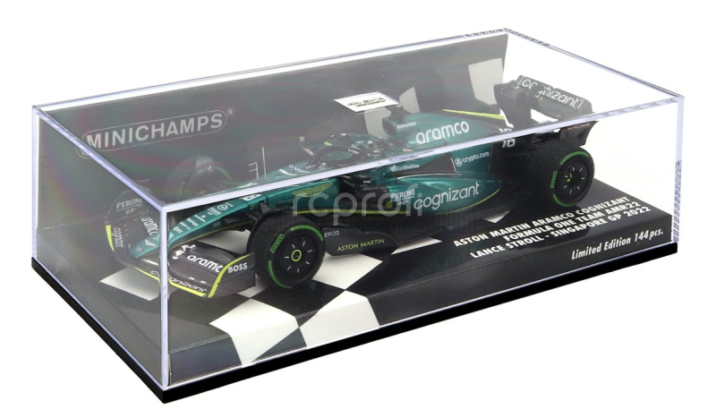 Minichamps Aston martin F1 Amr22 Team Aramco Cognizart N 18 Singapore Gp 2022 Lance Stroll 1:43 Zelená Černá