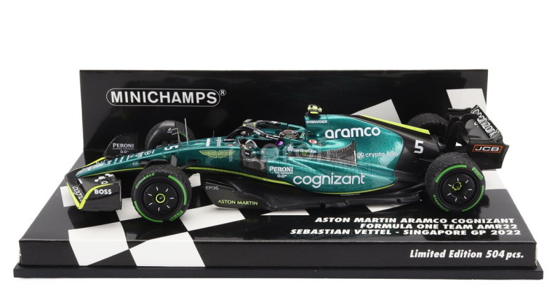 Minichamps Aston martin F1 Amr22 Team Aramco Cognizart N 5 8th Singapore Gp 2022 Sebastian Vettel 1:43 Zelená Černá