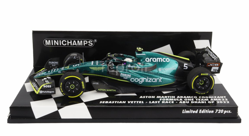 Minichamps Aston martin F1 Amr22 Team Aramco Cognizart N 5 Abu Dhabi Gp Last Race 2022 Sebastian Vettel 1:43 Zelená Černá