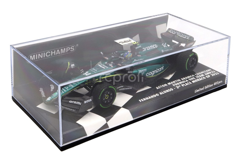Minichamps Aston martin F1  Amr23 Team Aramco Cognizant N 14 2nd Monaco Gp 2023 Fernando Alonso 1:43 Zelená