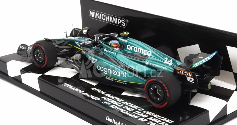 Minichamps Aston martin F1  Amr23 Team Aramco Cognizant N 14 3rd Australian Gp 2023 Fernando Alonso 1:43 Zelená