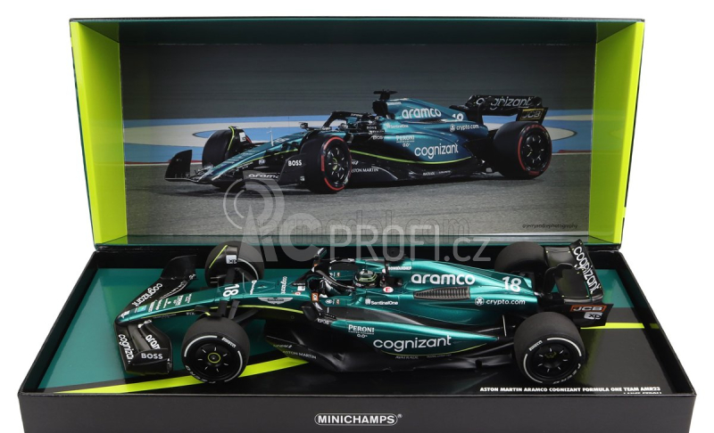 Minichamps Aston martin F1 Amr23 Team Aramco Cognizant N 18 1:18, zelená