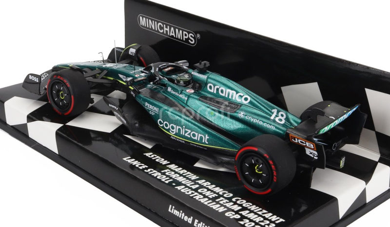Minichamps Aston martin F1  Amr23 Team Aramco Cognizant N 18 Australian Gp 2023 Lance Stroll 1:43 Zelená